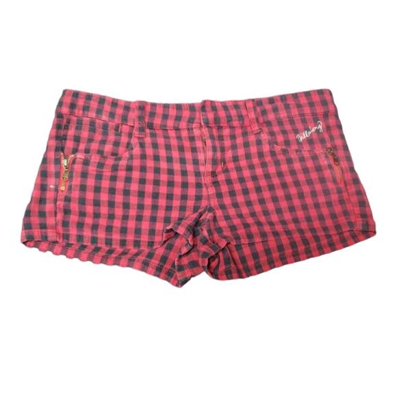 Billabong Red & Black Checkered Pattern Cotton Shorts | Size 1 - Picture 1 of 8